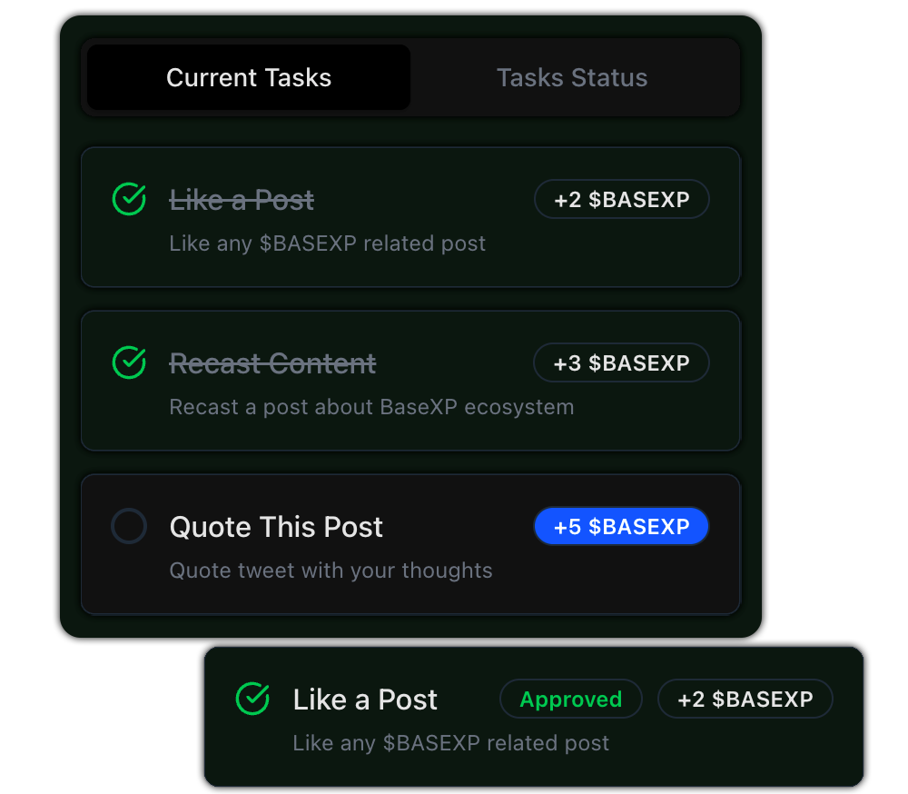 Task Completion Rewards Interface